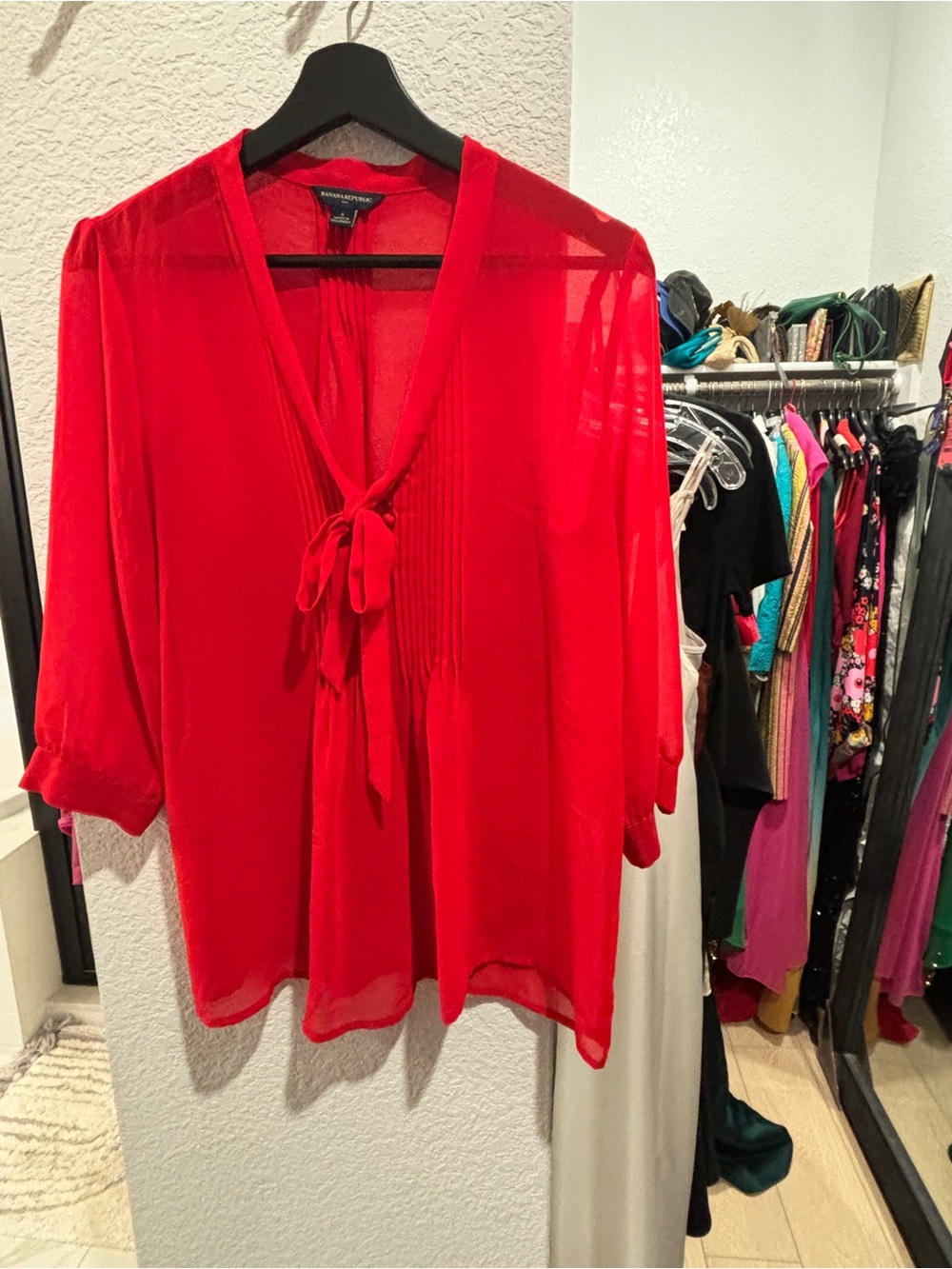 VINTAGE Sheer Tie-Front Blouse